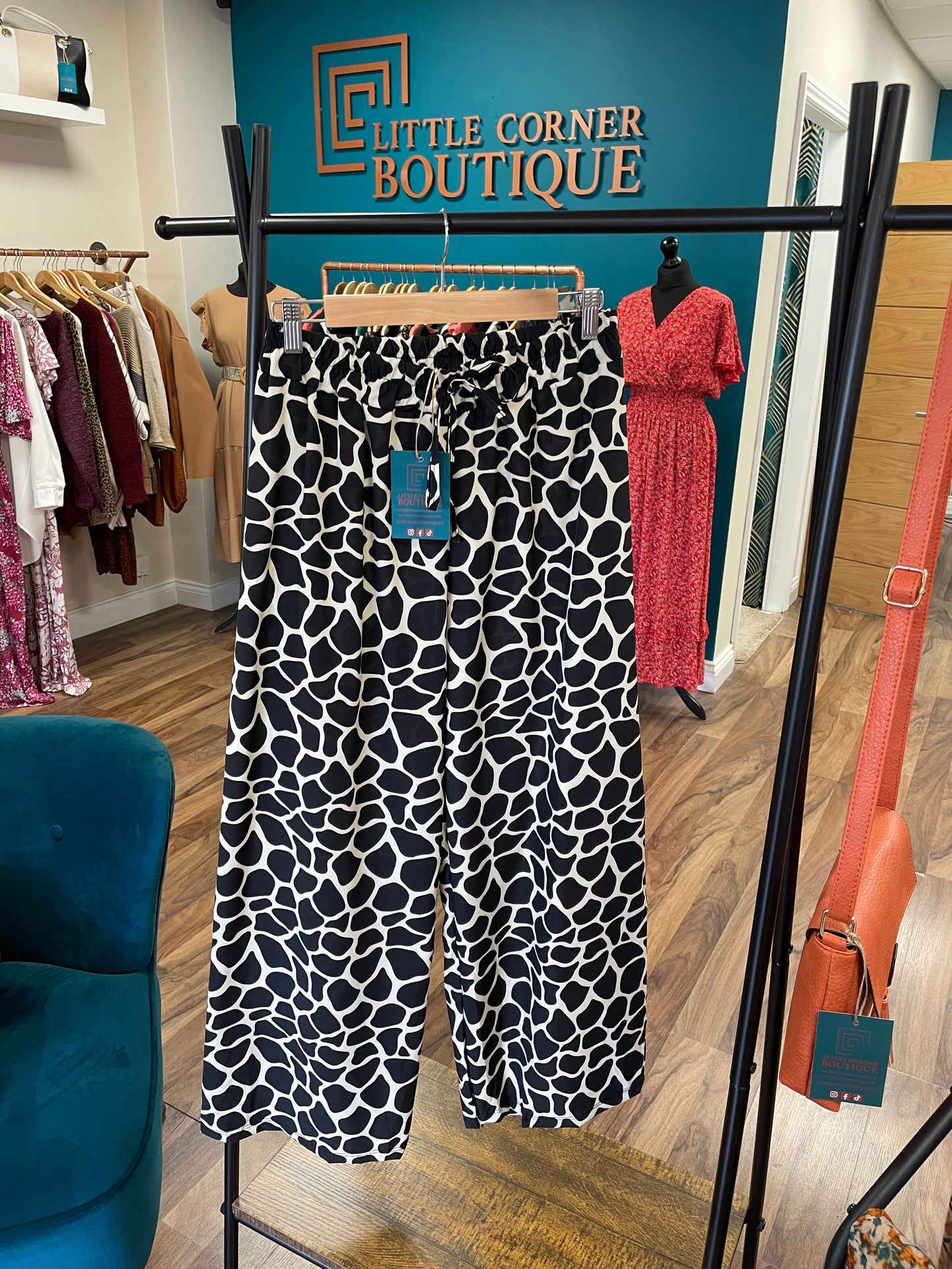 Animal Print Wide Leg Trousers