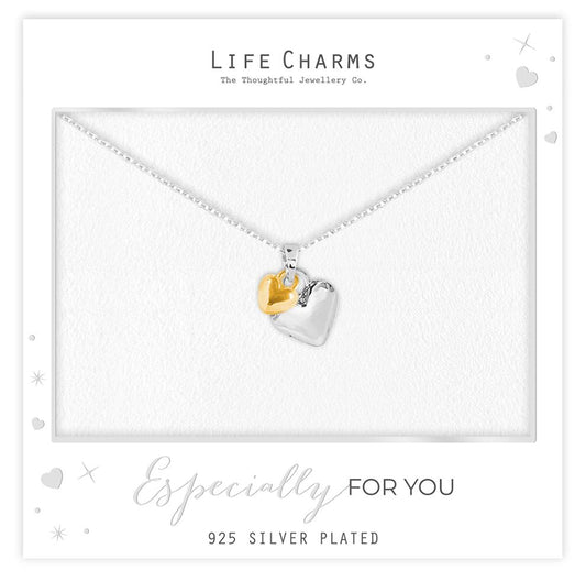 Life Charms Puffed Hearts Necklace