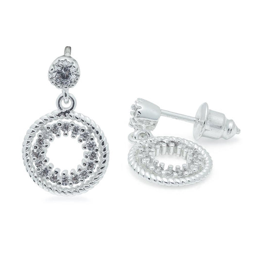 Life Charms Round Drop Silver Earrings